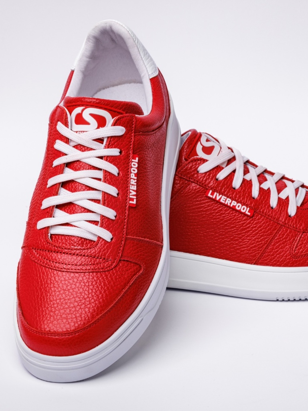 Club Shoes Relics Men Premium Leather Sneaker Red-White "Liverpool"